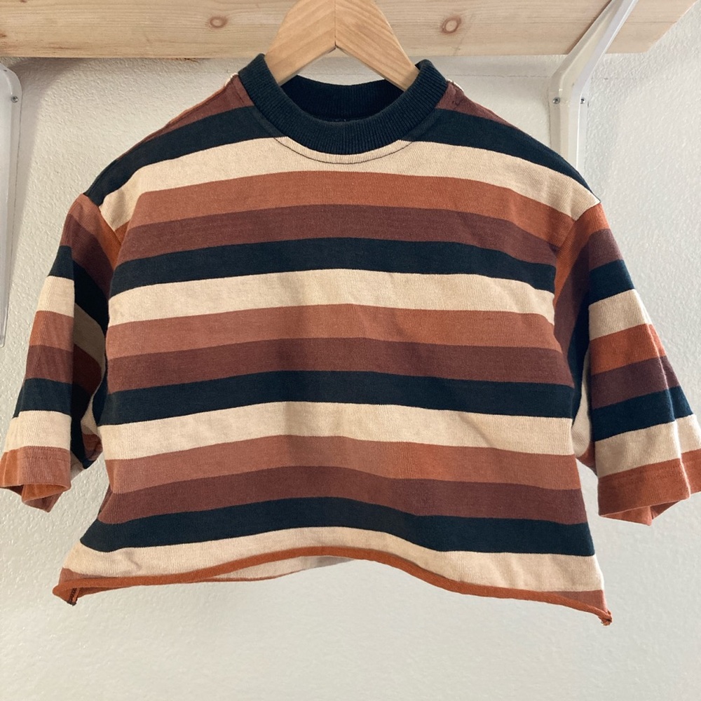 SOLD Thick earth-toned crop top thrifted in Japan